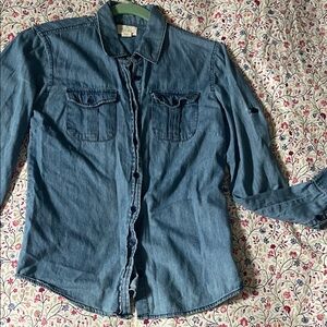 Lucy & Laurel Denim Blue Button Down Shirt